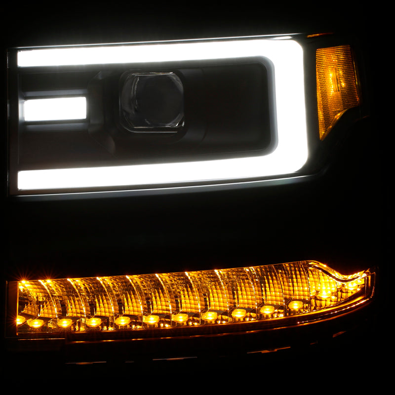 ANZO 2016-2018 Chevrolet Silverado 1500 LED Projector Headlights - Black (For HID, No HID Bulb Included)
