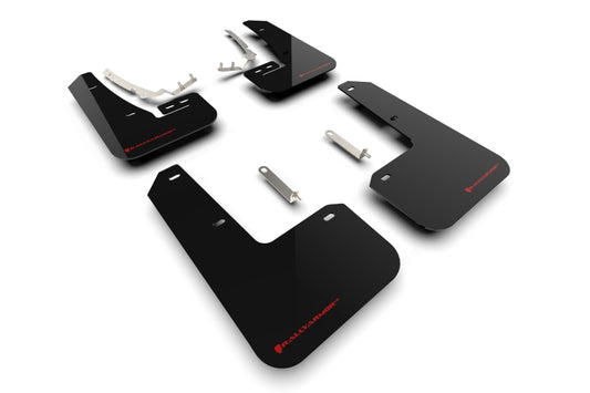 Rally Armor UR Mud Flaps - 2022-2025 Volkswagen GTI / Golf R - Black/Red Logo - #MF80-UR-BLK/RD