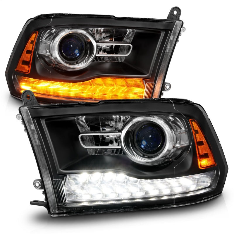 ANZO 2011-2018 RAM 1500 LED Projector Headlights - Matte Black Clear Lens w/ Sequential Signal (For All Models)