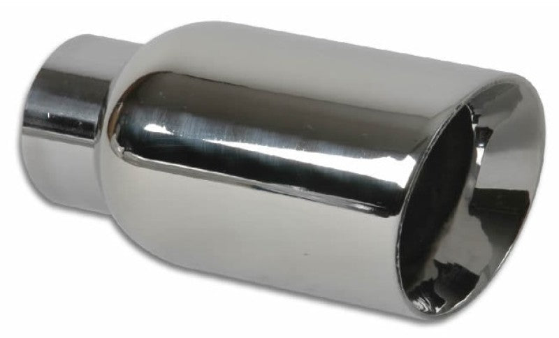 Vibrant 4in OD Round SS Exhaust Tip (Double Wall Angle Cut Beveled Outlet) 3in.