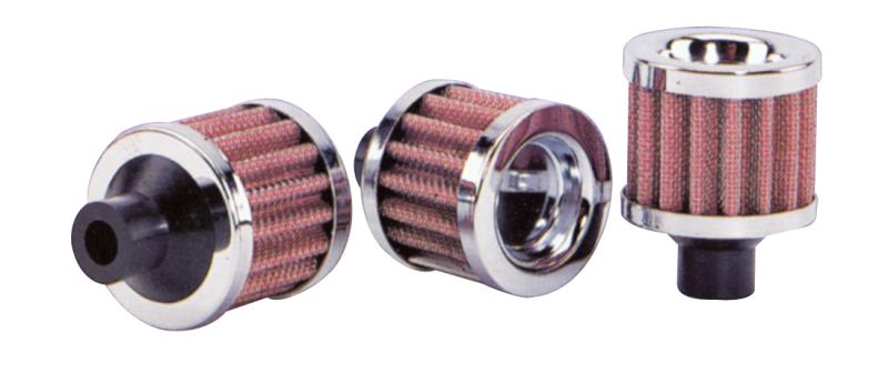 Vibrant Crankcase Breather Filter w/Chrome Cap 1.5in 38mm Inlet ID