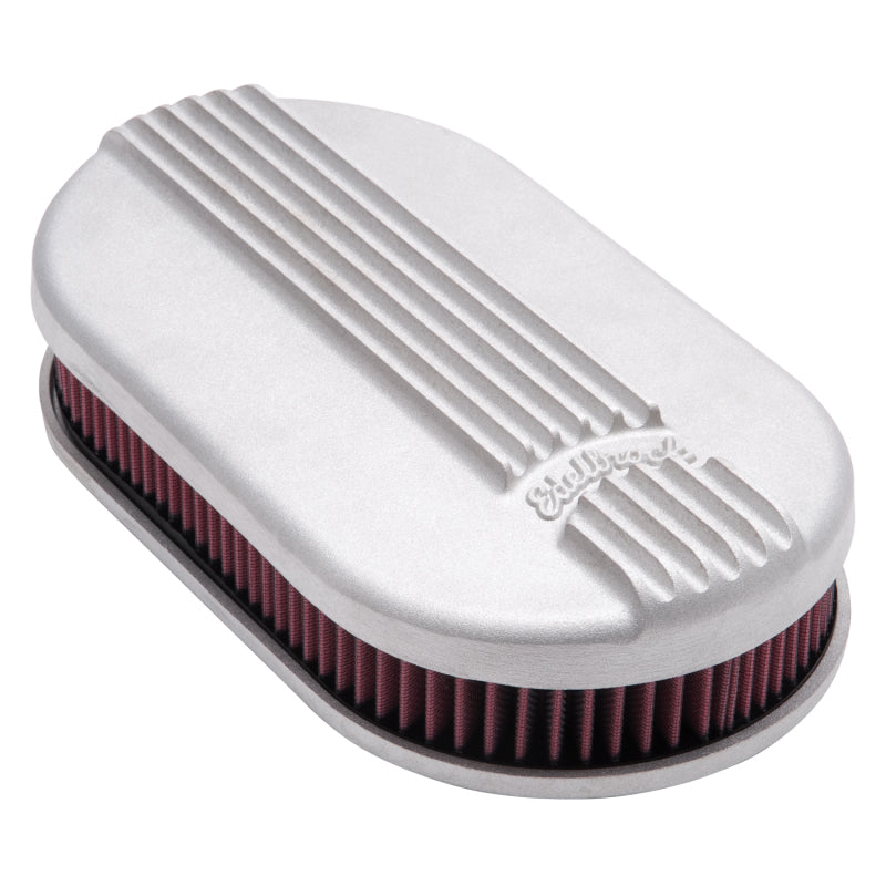 Edelbrock 41159 Air Cleaner Classic Series Oval Aluminum Top Cloth Element 17.5 in x 9.35 in x 3.9