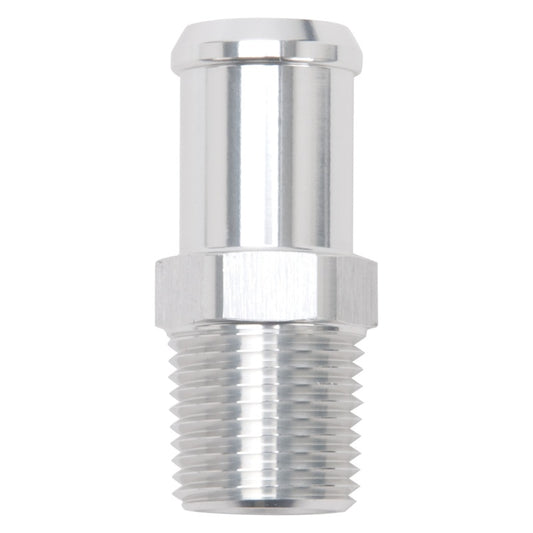 Edelbrock 8184 Hose End Straight 1/2 in NPT to 3/4 in Barb Clear Anodized
