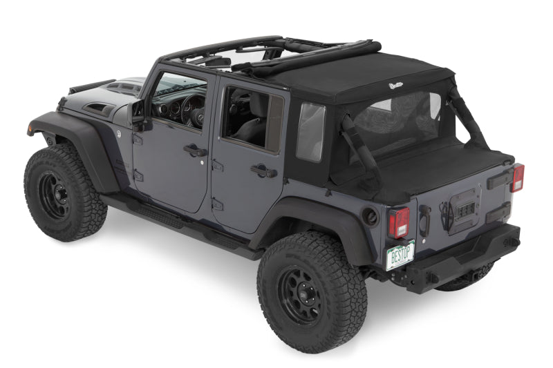 Bestop 07-18 Jeep Wrangler JK 4-Door Halftop Conversion Kit (Premium Black Twill)
