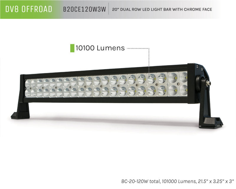 DV8 Offroad Chrome Series 20in Light Bar 120W Flood/Spot 3W LED - #B20CE120W3W