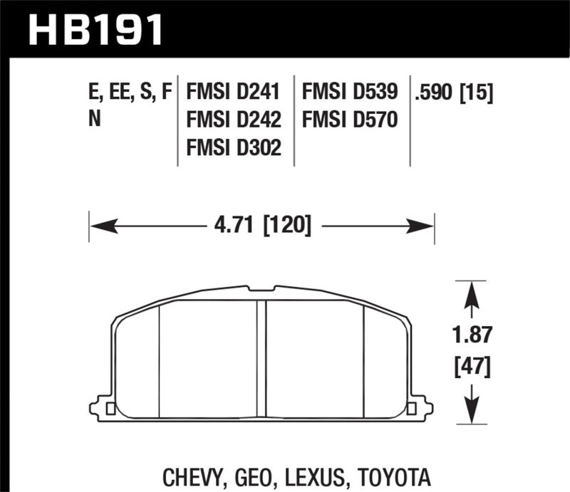 Hawk Performance HB191N.590 HP Plus Crossover Street/Motorsport Brake Pads
