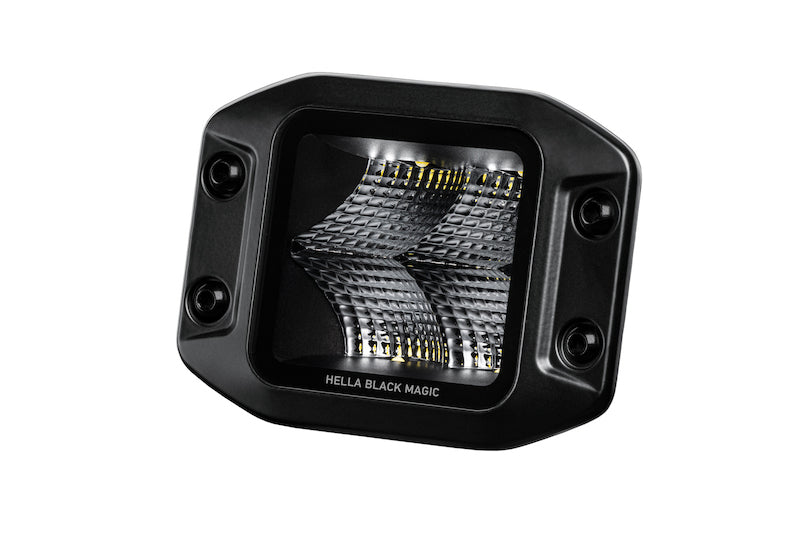 HELLA 358176831 Black Magic 3.2in LED Cube Kit - Flood Beam (Flush Mount)