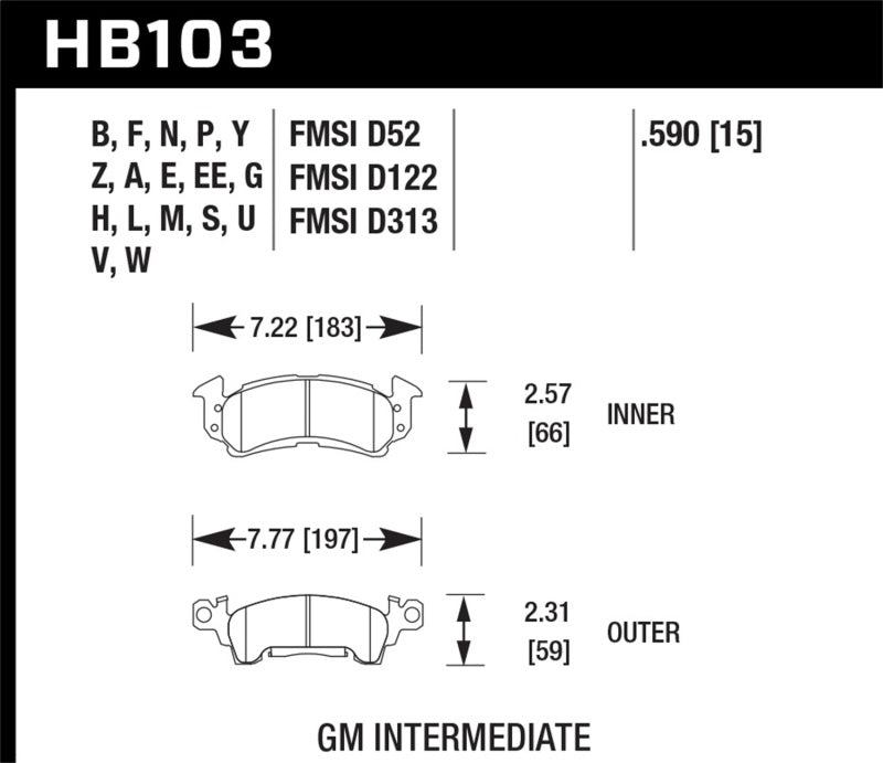 Hawk Performance HB103V.590 DTC-50 Motorsport Brake Pads