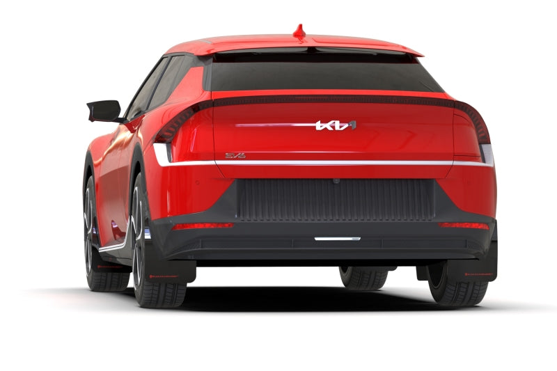 Rally Armor Mud Flaps - 2022-2024 Kia EV6 - RAL UR Blk Flap/Dark Grey Logo - #MF91-UR-BLK-DGRY