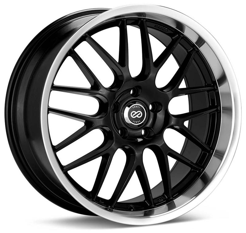 Enkei Lusso 18x8 40mm Offset 5x120 Bolt Pattern Black with Machine Lip Wheel