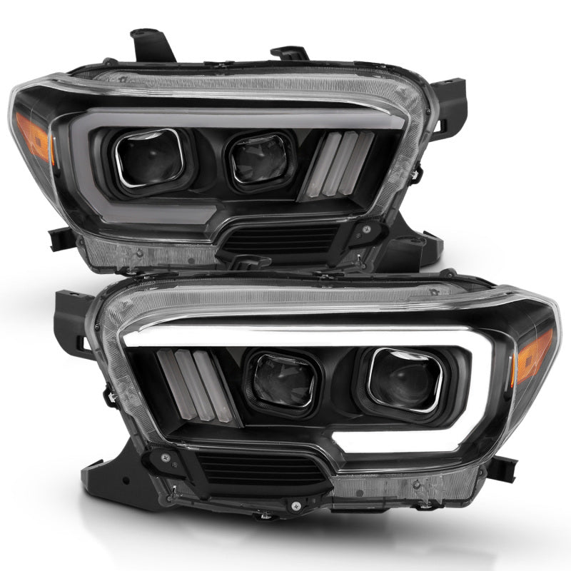 ANZO 2016-2023 Toyota Tacoma LED Projector Headlights - Black (For Halogen Version w/ DRL)