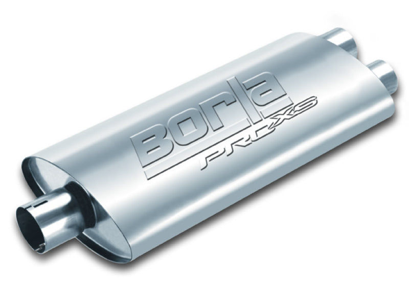 Borla 400485 Universal Center/Dual Oval 2.5in In/Dual 2.5in Out 19in x 4in x 9.5in Notched PRO-XS Muffler - #400485