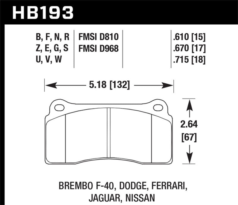 Hawk Performance HB193D.670 ER-1 Motorsport Brake Pads