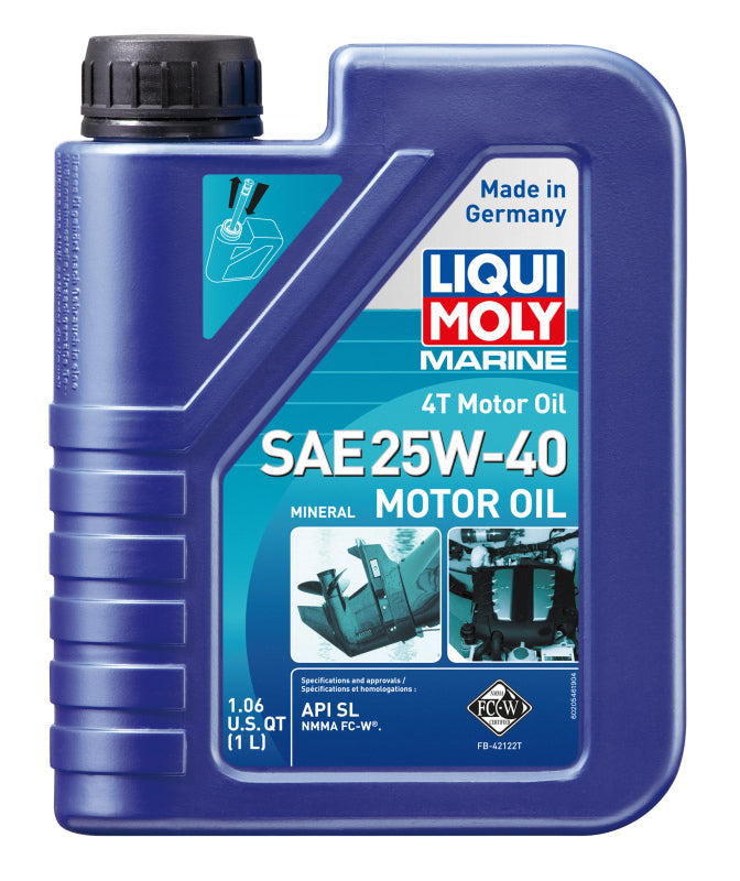 LIQUI MOLY 1L Marine 4T Motor Oil 25W-40 (20546) - Pack of 6