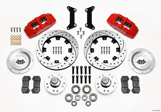 Wilwood Dynapro 6 Front Hub Kit 12.19in Drilled Red 79-87 GM G Body - #140-12837-DR