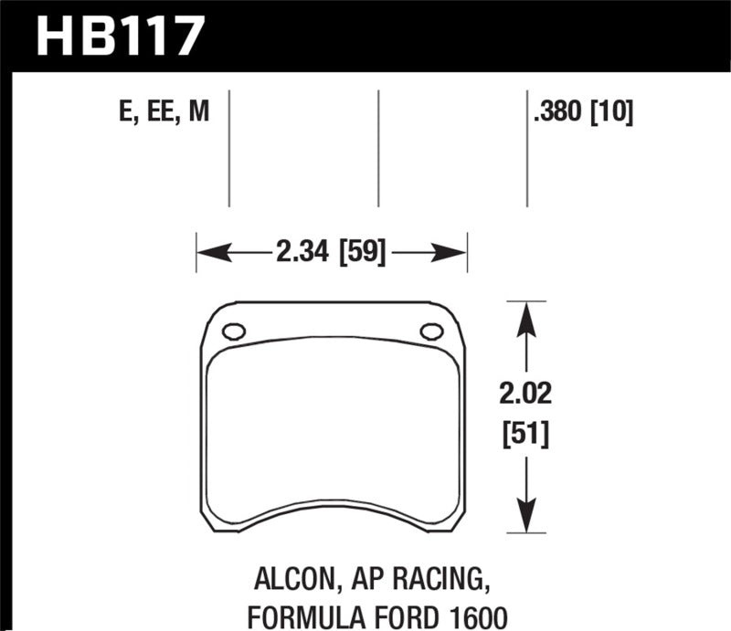 Hawk Performance HB117M.380 Black Motorsport Brake Pads