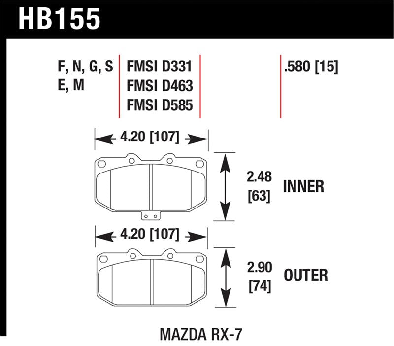 Hawk Performance HB155N.580 HP Plus Crossover Street/Motorsport Brake Pads