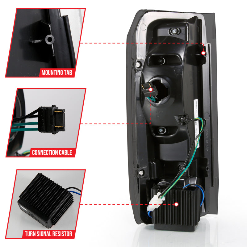 ANZO 1987-1997 Ford F-350 LED Taillights - Smoke Lens