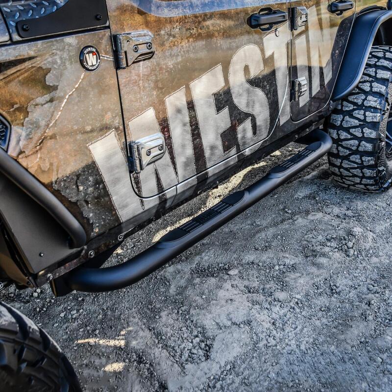 Westin 23-4065 E-Series 3 Nerf Step Bars for 2018-2026 Jeep Wrangler JLU 4-Door. Textured Black