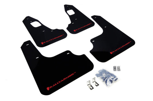 Rally Armor UR Mud Flaps - 2008-2017 Mitsubishi Lancer - Black/Red Logo - #MF10-UR-BLK/RD
