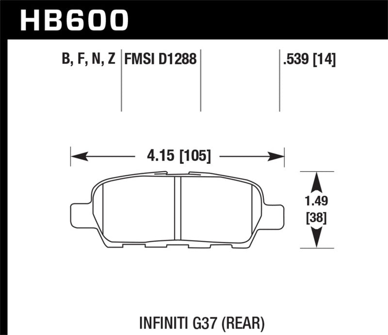Hawk Performance HB600Z.539 Performance Ceramic Street Brake Pads