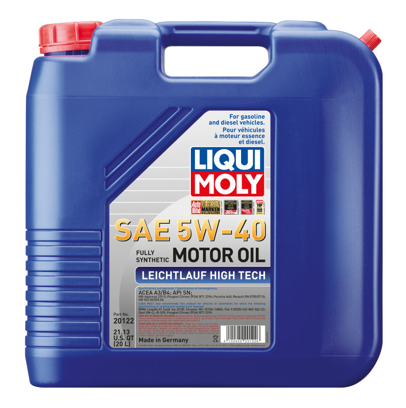 LIQUI MOLY 20L Leichtlauf (Low Friction) High Tech Motor Oil SAE 5W-40 (20122)