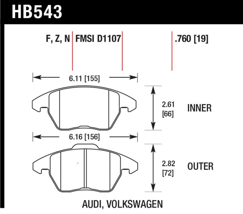 Hawk Performance HB543C.760 HPX Motorsport Brake Pads