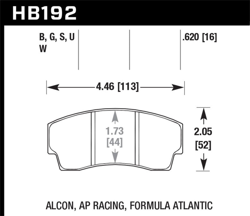 Hawk Performance HB192G.620 DTC-60 Motorsport Brake Pads