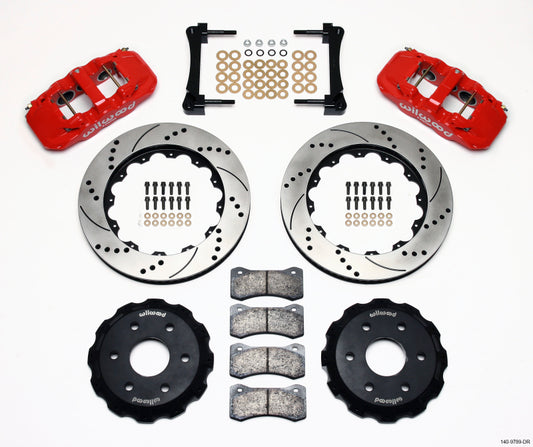 Wilwood AERO6 Front Truck Kit 14.25in Drill Red 1999-2014 GM Truck/SUV 1500 - #140-9789-DR