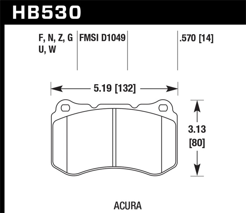 Hawk Performance HB530G.570 DTC-60 Motorsport Brake Pads