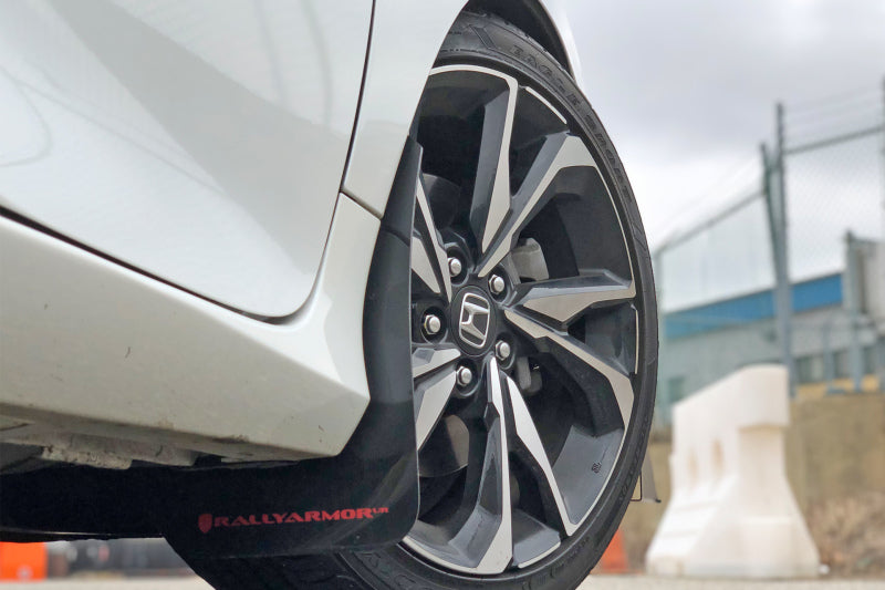 Rally Armor UR Mud Flaps - 2016-2020 Honda Civic - Black/White Logo - #MF50-UR-BLK/WH