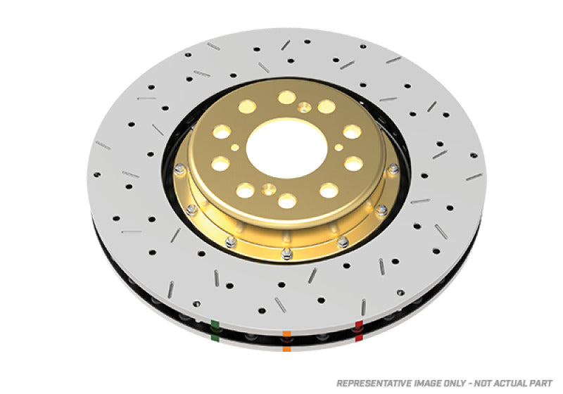 DBA 09-15 Cadillac CTS-V / 12-15 Chevrolet Camaro ZL1 Front Left 5000 Series 2 Piece Drilled & Slotted Rotor w/ Black Hat