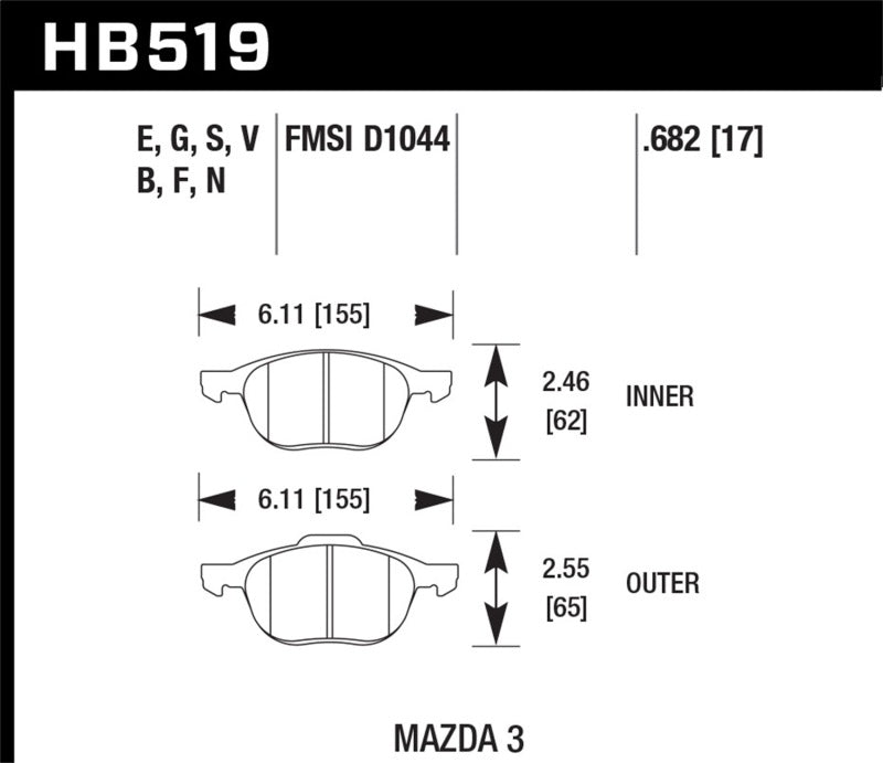 Hawk Performance HB519N.682 HP Plus Crossover Street/Motorsport Brake Pads