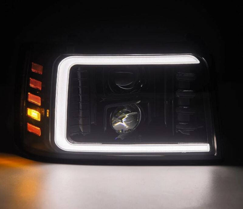 AlphaRex 880265 92-96 Ford F-Series/Bronco PRO-Series Projector Headlights Alpha-Black with Sequential Signal & DRL