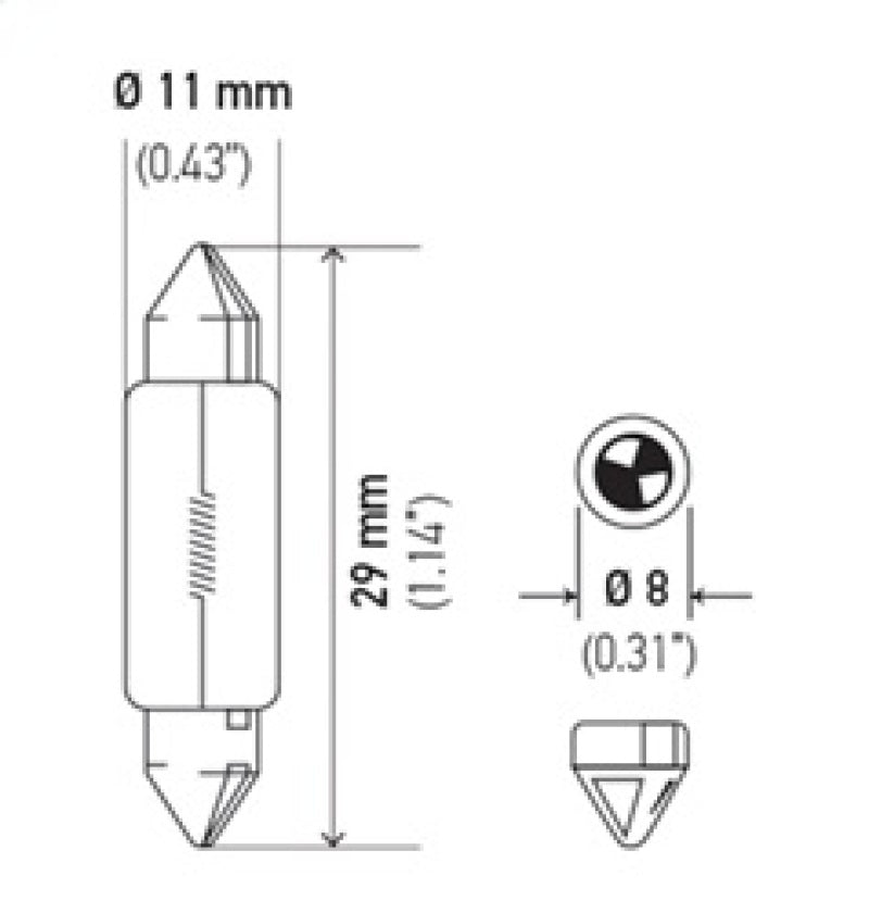 HELLA 6428 12V 3W SV7-8 T2.25 8x28mm Bulb