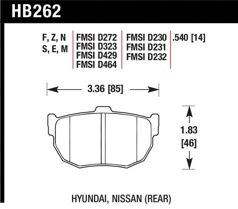 Hawk Performance HB262S.540 HT-10 Motorsport Brake Pads