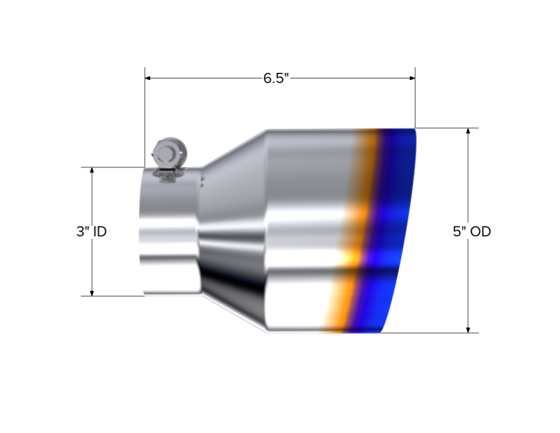 MBRP T304 Burnt End Exhaust Tip - 3in. ID / 5in. OD / 6.5in. Length