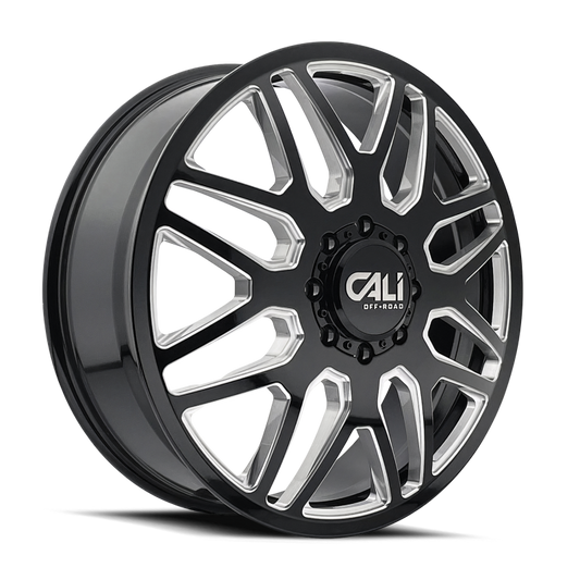 Cali Off-Road Invader Dually Rear 24x8.25 8x200 -232mm Gloss Black Milled Wheel 9115D-24877BMR232