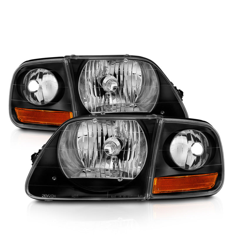 ANZO 1997-2003 Ford F-150 Crystal Headlights - Black w/ Parking