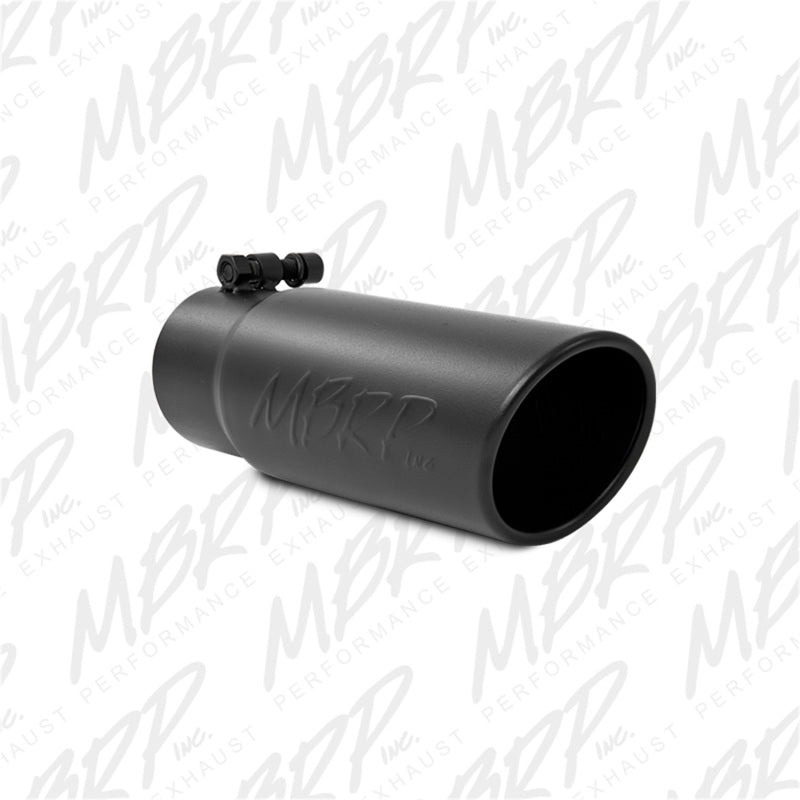 MBRP T5115BLK Exhaust Tip - 3.5" OD Angled Rolled End; 3" inlet; 10" length | Black Coated