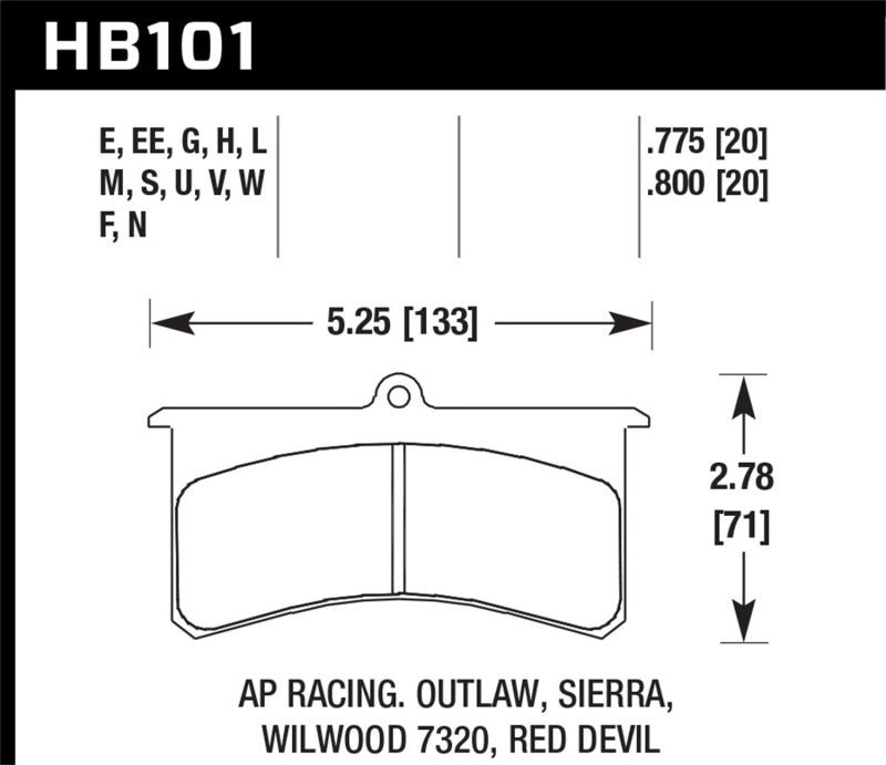 Hawk Performance HB101E.800 Blue 9012 Motorsport Brake Pads