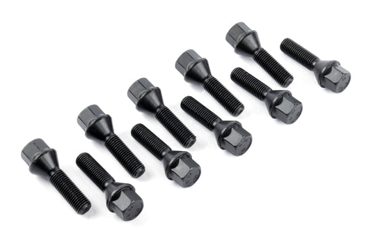 Dinan Lug Bolts - Cone Seat - M12x1.5 - 28mm - Black (Set of 10)