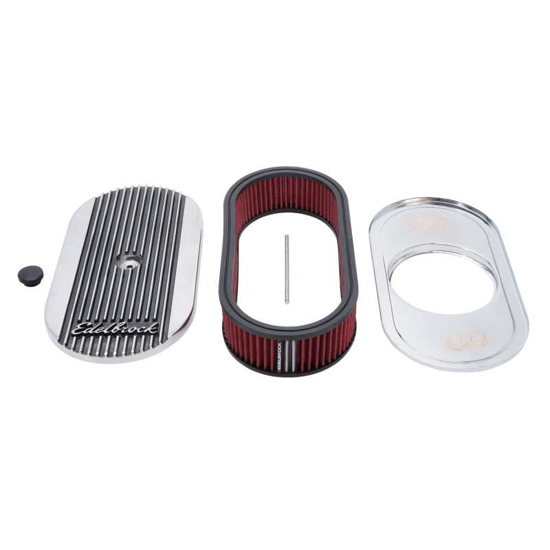 Edelbrock 4273 Elite II Oval Air Cleaner 4-Barrel 2.5 in Red Element Polished