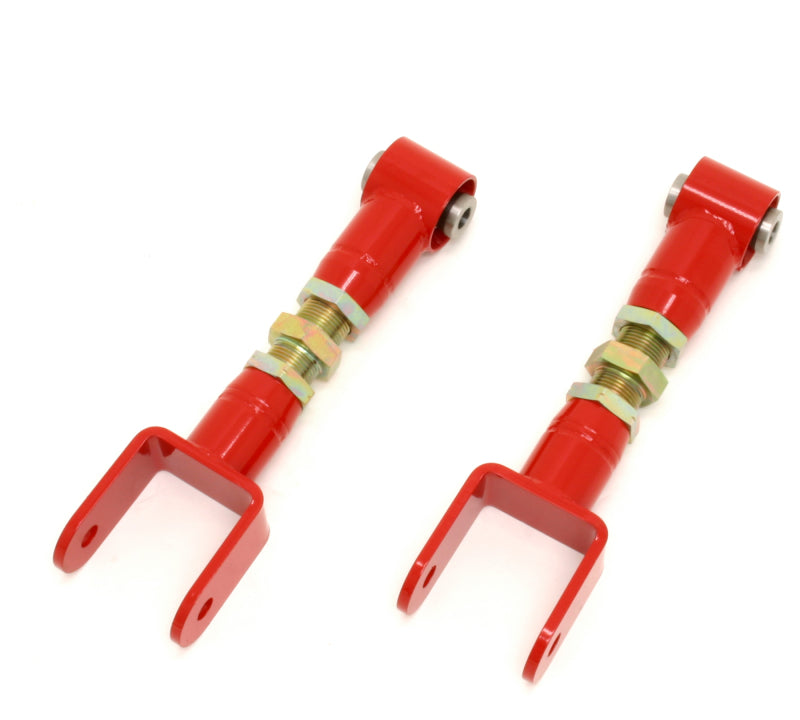 BMR 1979-2004 Fox Mustang Upper Control Arms On-Car Adj. with Spherical Bearings - Red