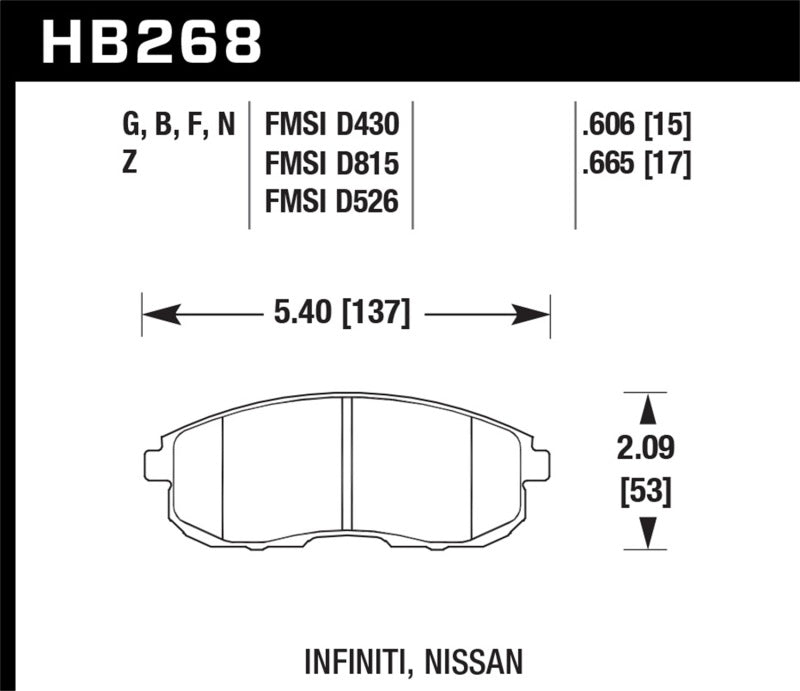 Hawk Performance HB268Z.665 Performance Ceramic Street Brake Pads
