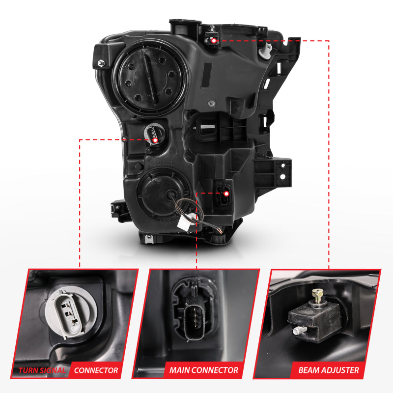 ANZO 2015-2017 Ford F-150 LED Projector Headlights - Switchback Black (For Halogen Models Only)