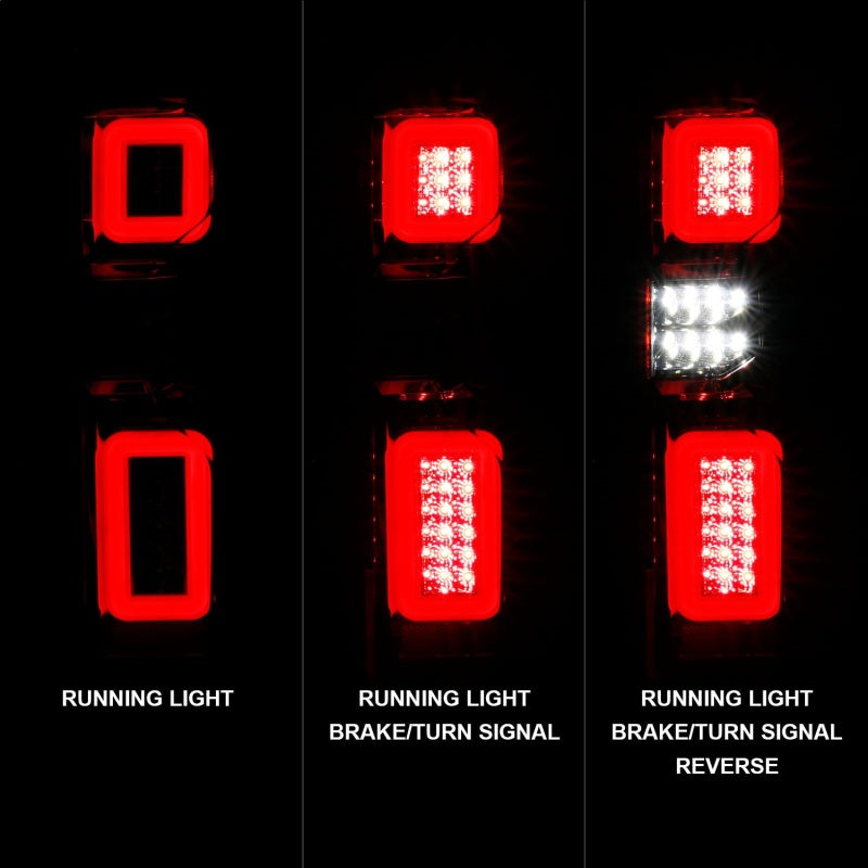 ANZO 2019-2026 Chevrolet Silverado 1500 LED Taillights - Chrome Red/Clear Lens w/ Sequential Signal (Factory Models)