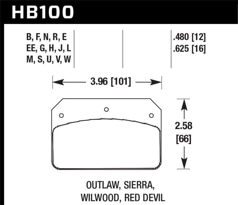 Hawk Performance HB100C.625 HPX Motorsport Brake Pads