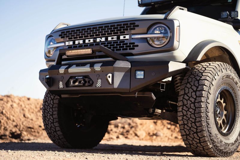 DV8 Offroad 2021+ Ford Bronco Front Bumper Winch Capable w/ Optional Bull Bar/Aux Light Opening - #FBBR-01