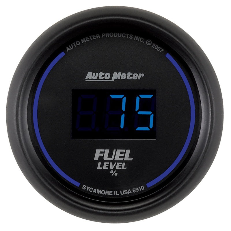 AutoMeter 6910 Cobalt Digital 52mm Black Programmable Fuel Level Gauge